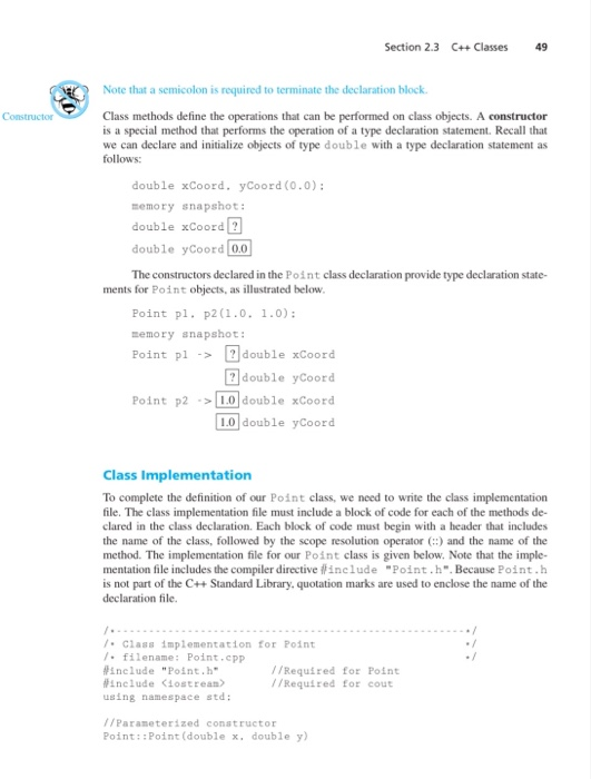 Solved Section 2.3 C++ Classes 49 Constructor Note that a | Chegg.com