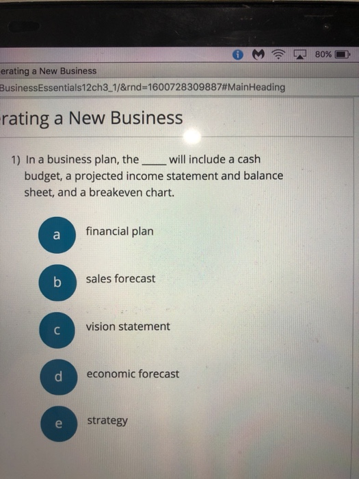 Solved -)) 80% erating a New Business Business Essentials | Chegg.com