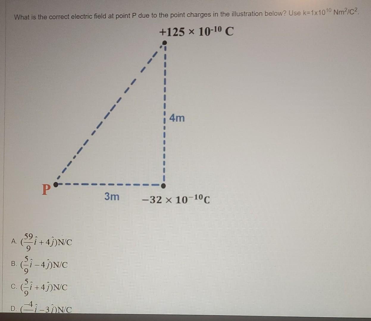 Solved What is the correct electric field at point P due to | Chegg.com