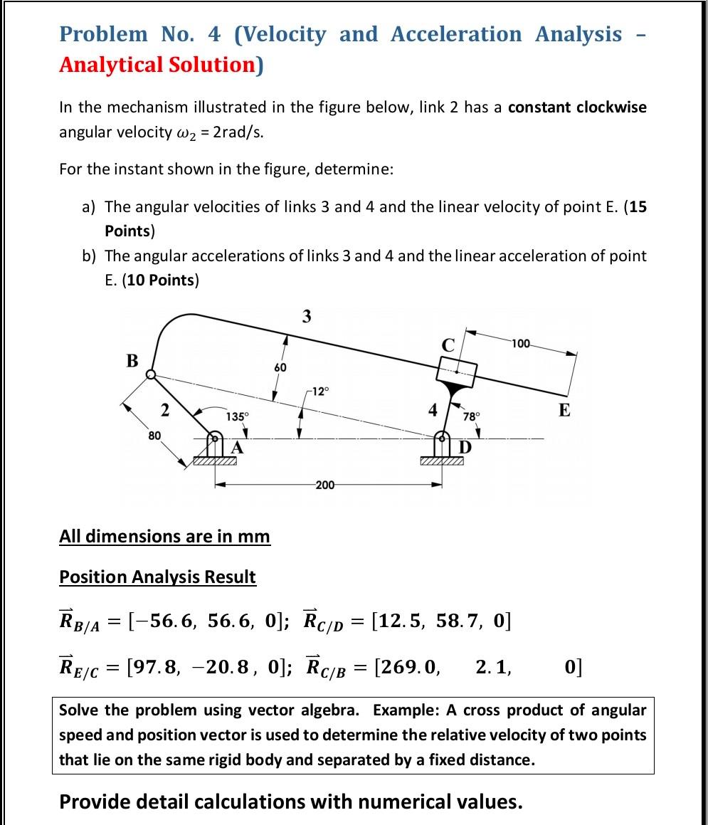 solved-problem-no-4-velocity-and-acceleration-analysis-chegg