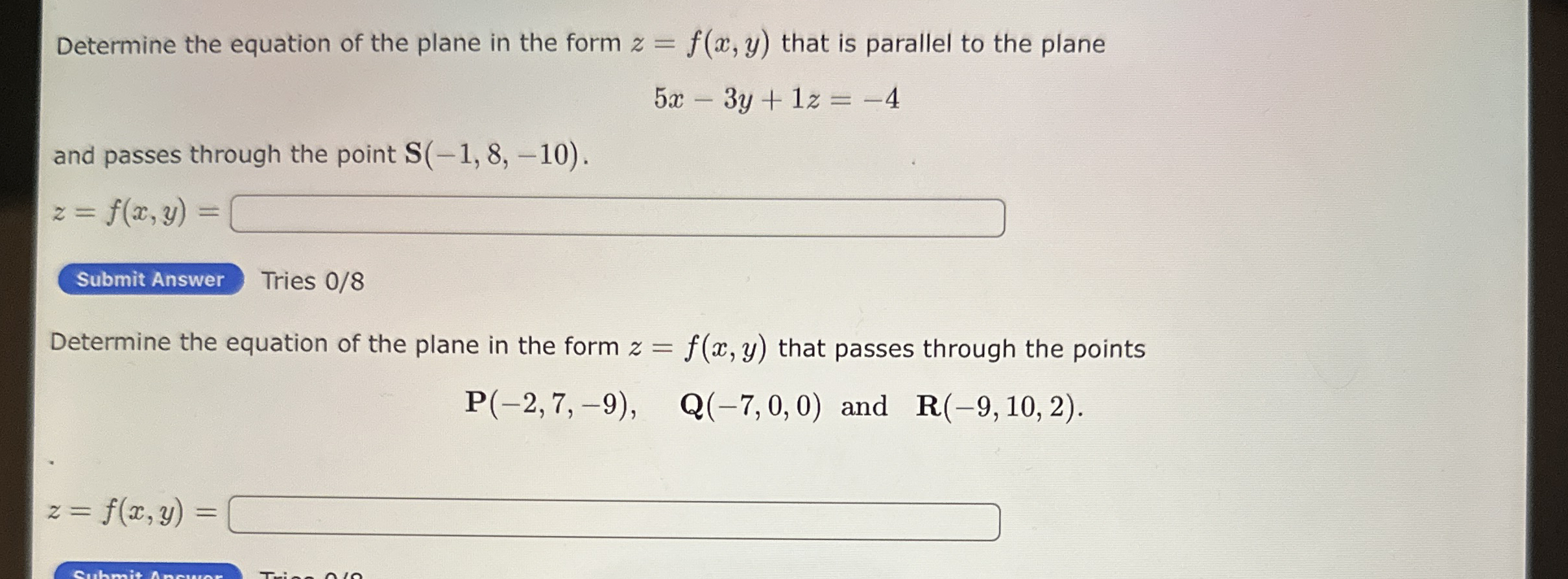 Solved Determine the equation of the plane in the form | Chegg.com