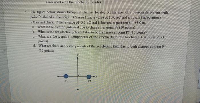 Solved 3. The Figure Below Shows Two-point Charges Located | Chegg.com