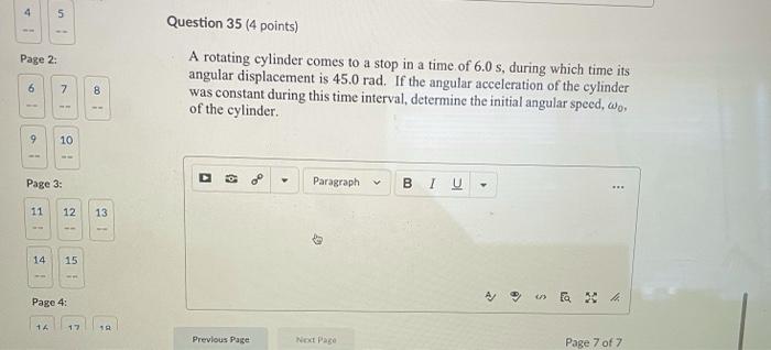 Solved 4 5 Page 2: Question 35 (4 points) A rotating | Chegg.com