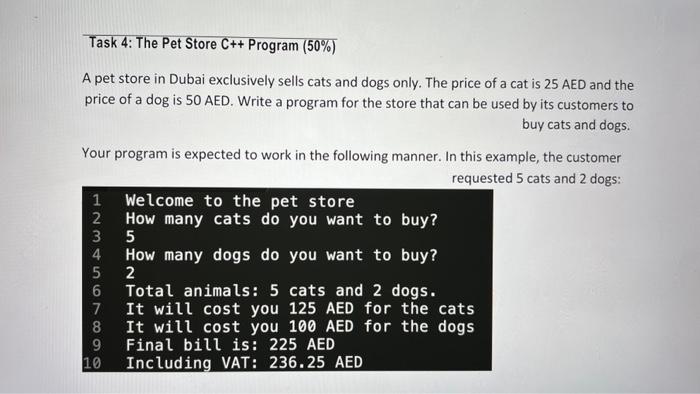 Solved Task 4: The Pet Store C++ Program (50\%) A pet store | Chegg.com