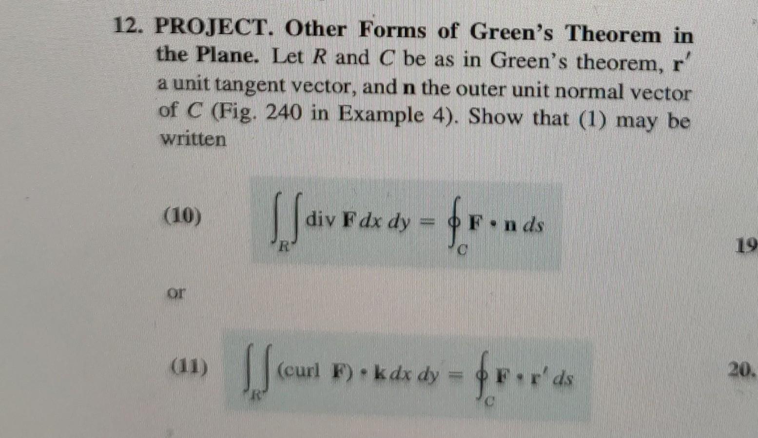 Solved 12. PROJECT. Other Forms of Green's Theorem in the | Chegg.com
