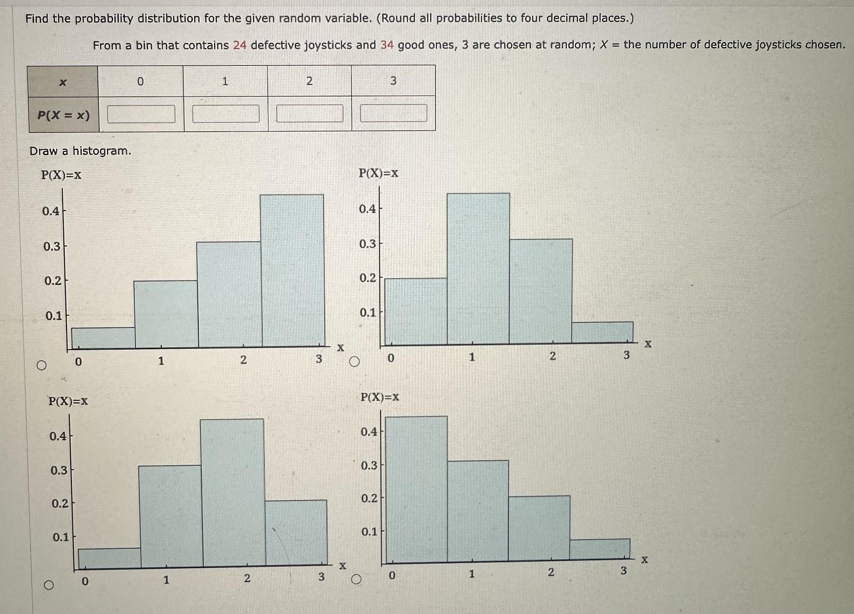Solved Find the probability distribution for the given | Chegg.com