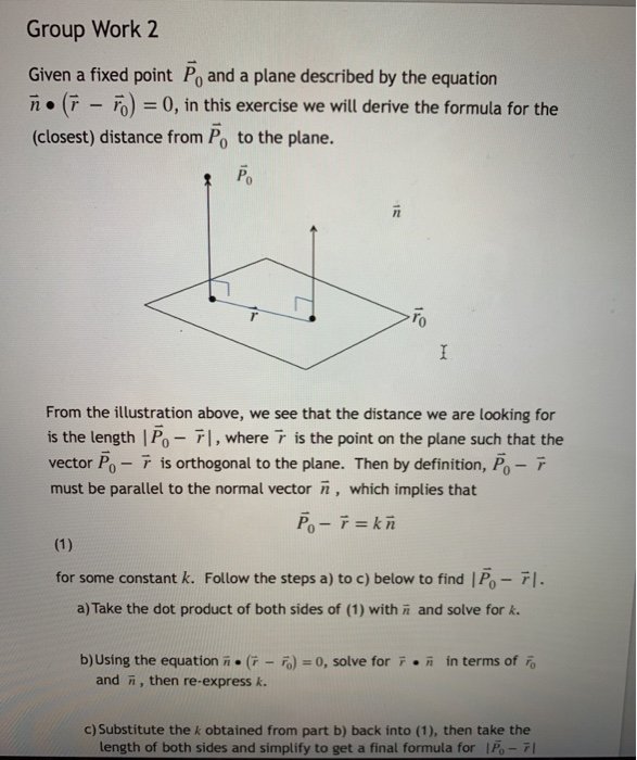 Solved Group Work 2 Given A Fixed Point P And A Plane De Chegg Com