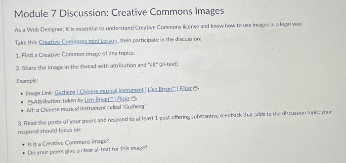 Module 7 Discussion: Creative Commons Images As a Web | Chegg.com
