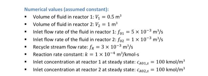 Solved Consider the two stirred tank reactors in series with | Chegg.com