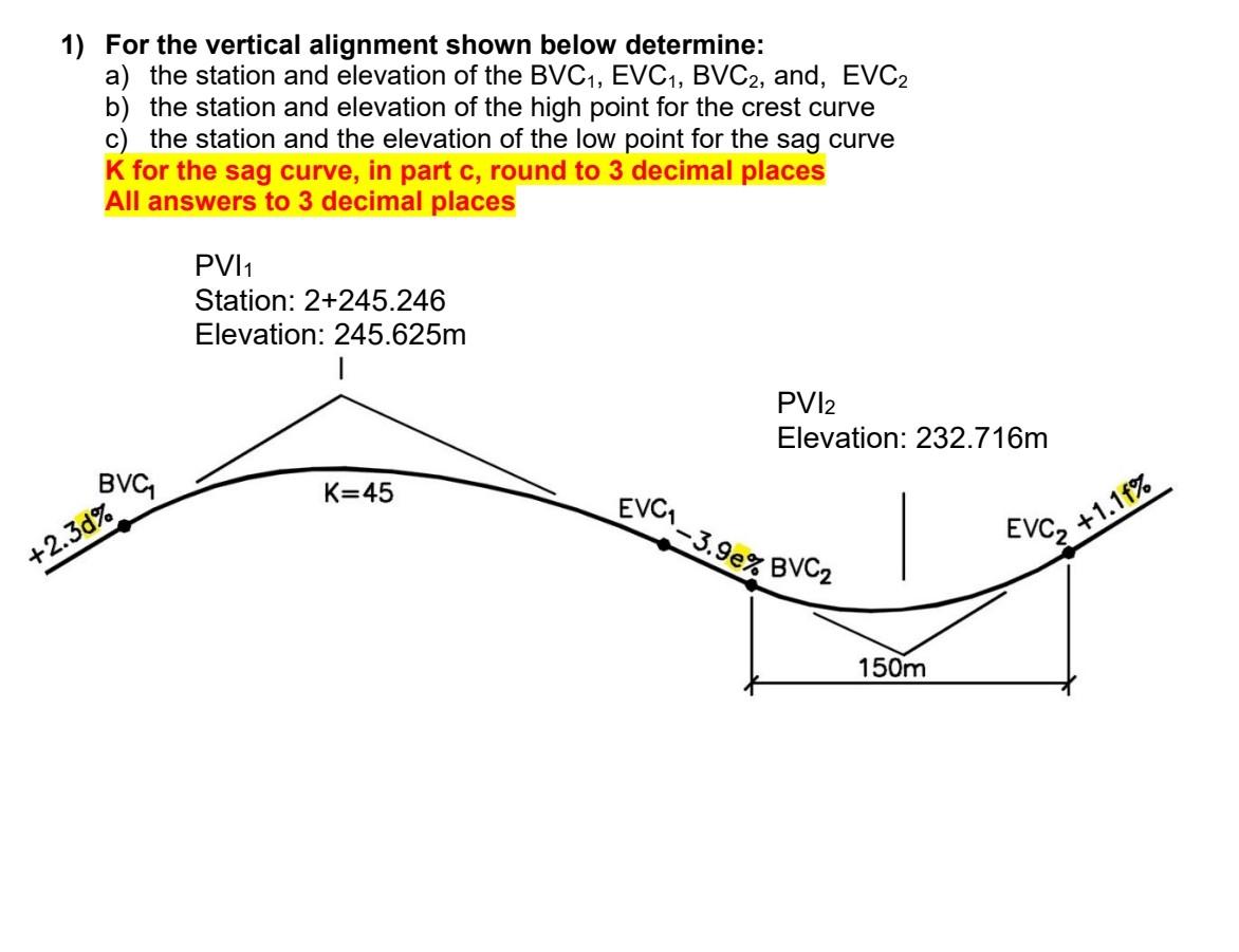 Solved 1) For the vertical alignment shown below determine: | Chegg.com