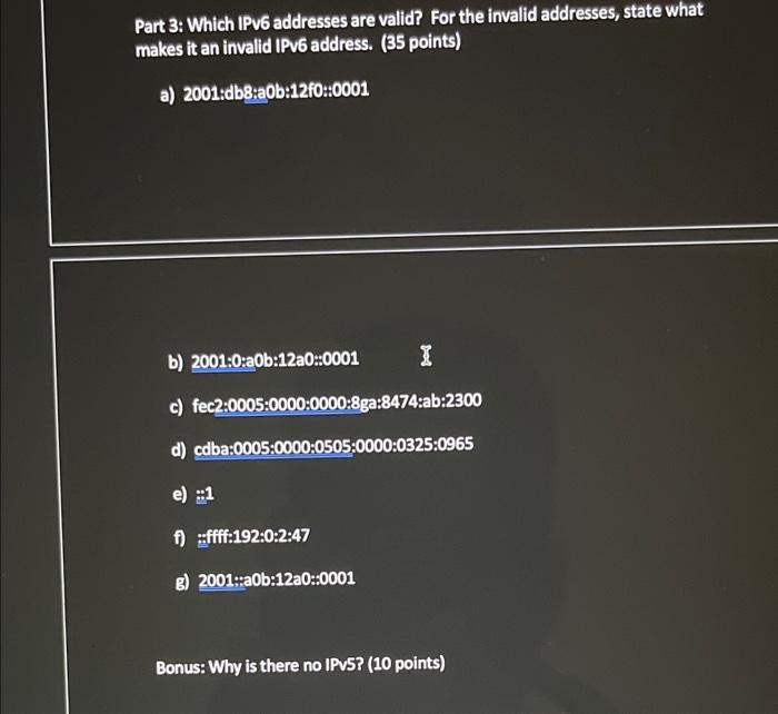 Solved IPv6 Address Exercises Name Part 1 Shorten the