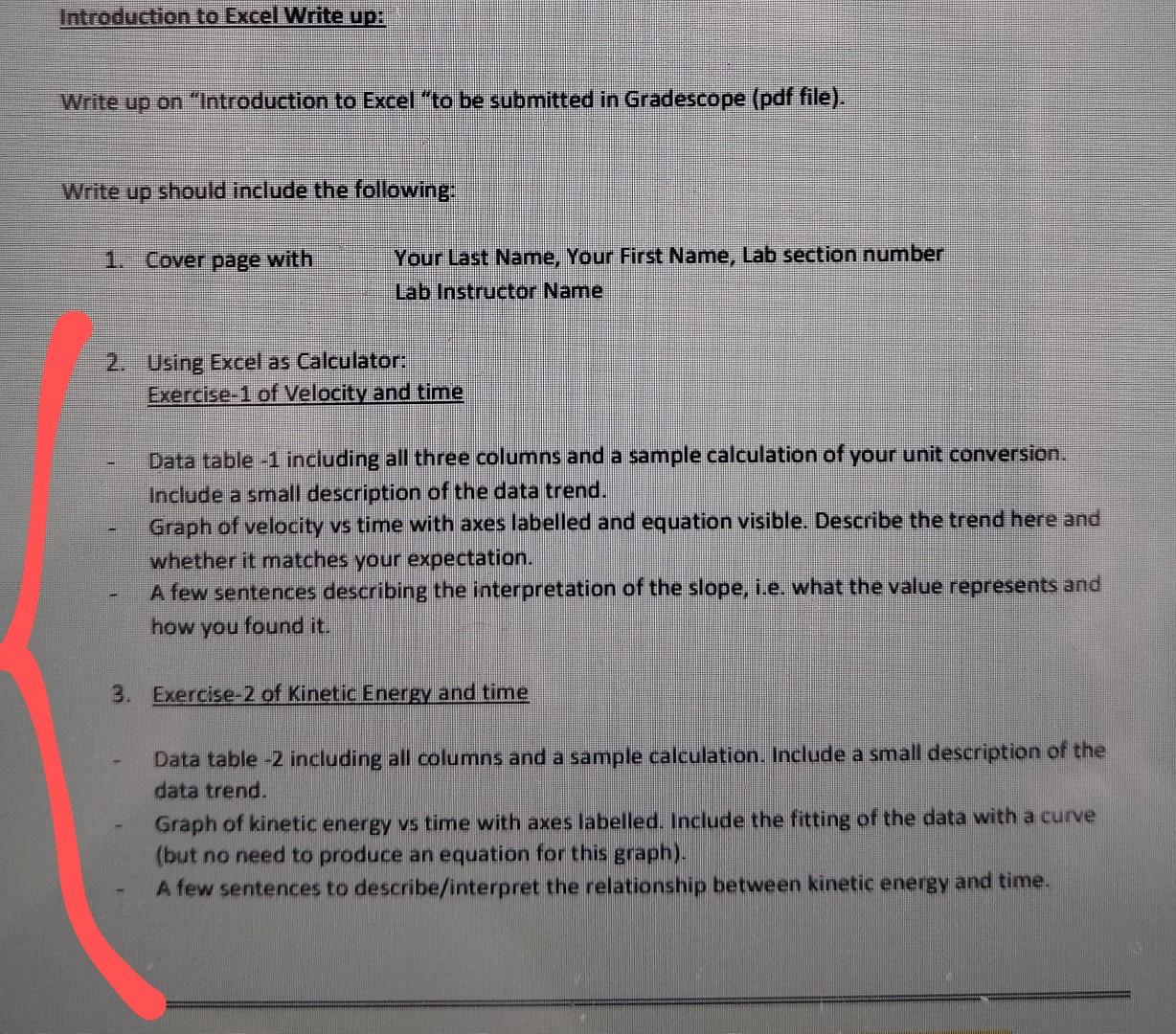 Help me write a lab report for Introduction to Excel | Chegg.com
