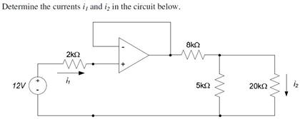 Solved Determine the currents i1 and i2 in the circuit | Chegg.com