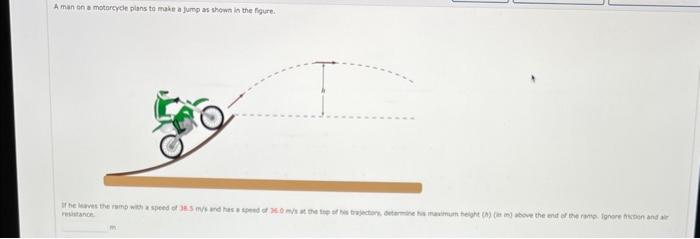 Solved If He Leaves The Ramp With A Speed Of 38.5 M/s And | Chegg.com