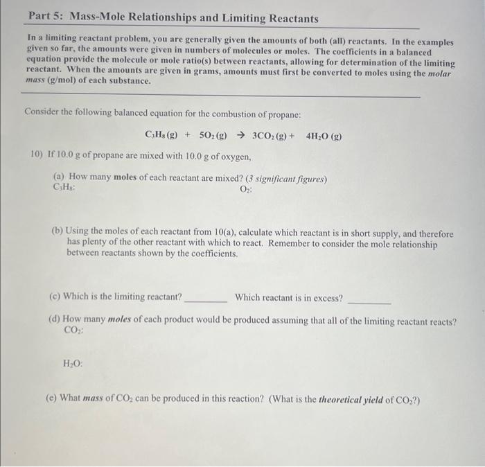 Solved In a limiting reactant problem, you are generally | Chegg.com