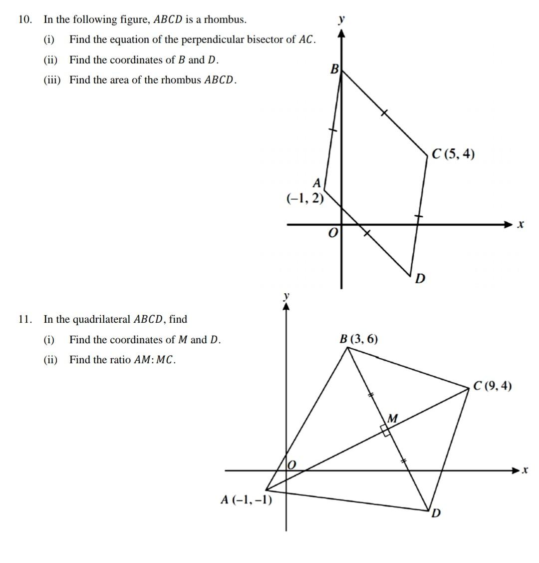 Solved 10. In The Following Figure, ABCD Is A Rhombus. (i) | Chegg.com