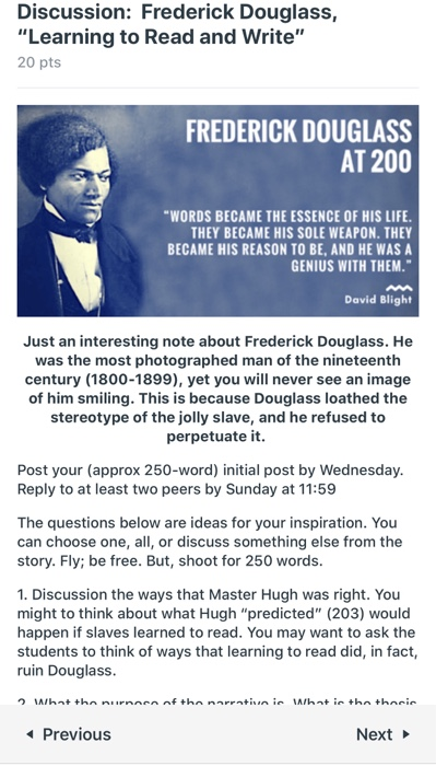 frederick douglass learning to read and write
