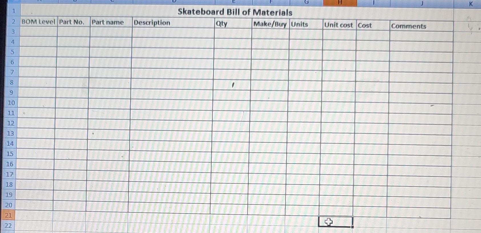 Instructions Create a bill of material for the | Chegg.com