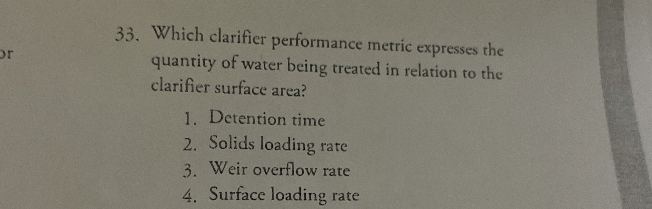 Solved Which clarifier performance metric expresses the | Chegg.com