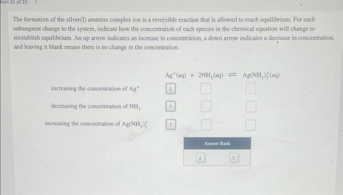 Solved Rion 21 of 25 The formation of the silver(1) ammine | Chegg.com