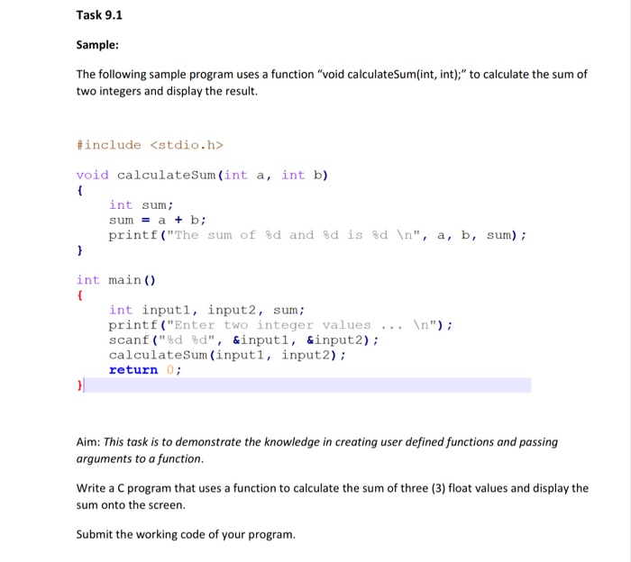 Solved Task 9.1 Sample: The following sample program uses a | Chegg.com