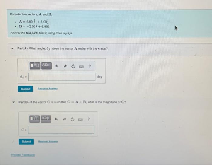 Solved Consider Two Vectors, A And B. | Chegg.com