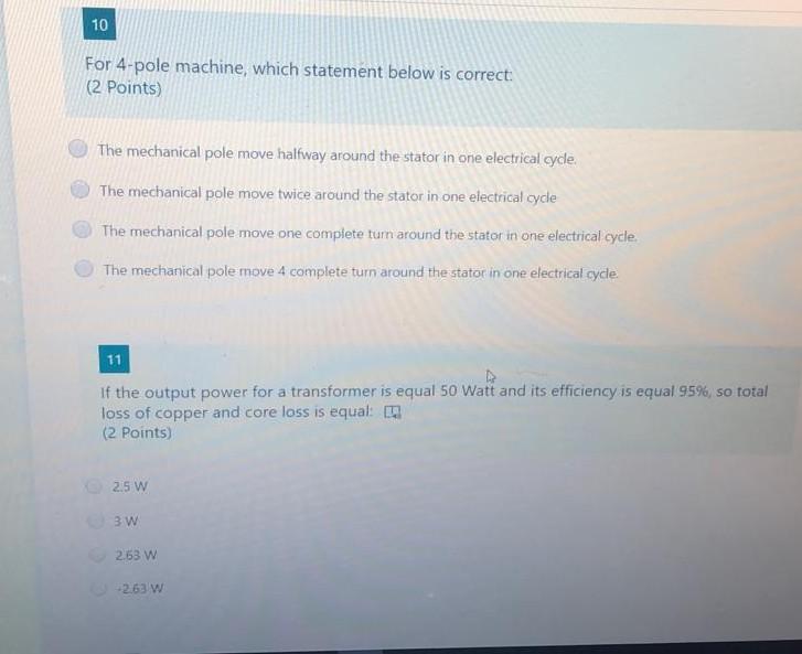 Solved 10 For 4pole machine, which statement below is