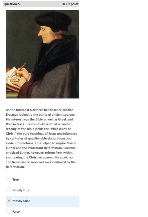 Question 2 0/ 1 point As the Renaissance moved north | Chegg.com