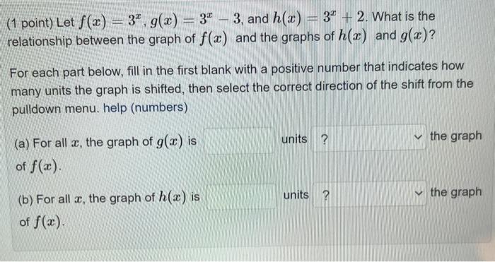 Solved 1 Point Let F X 3 G X 3 3 And H X 3