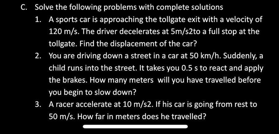 Solved C. Solve the following problems with complete | Chegg.com