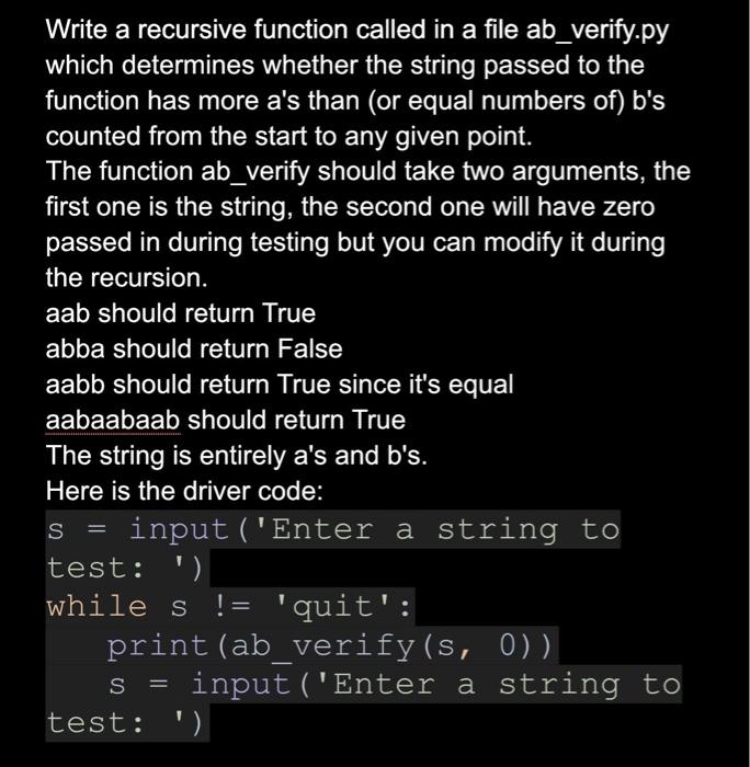 Solved Write a recursive function called in a file | Chegg.com