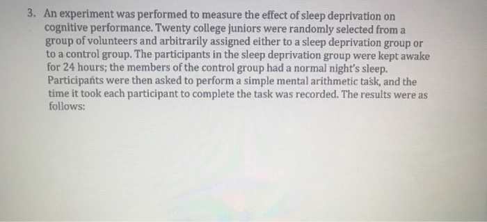 Solved 3. An experiment was performed to measure the effect | Chegg.com