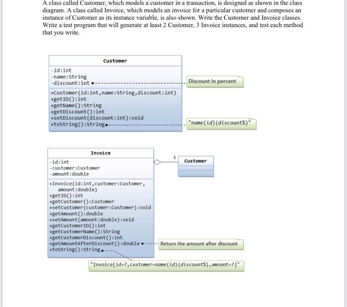 Solved A class called Customer, which models a customer in a | Chegg.com