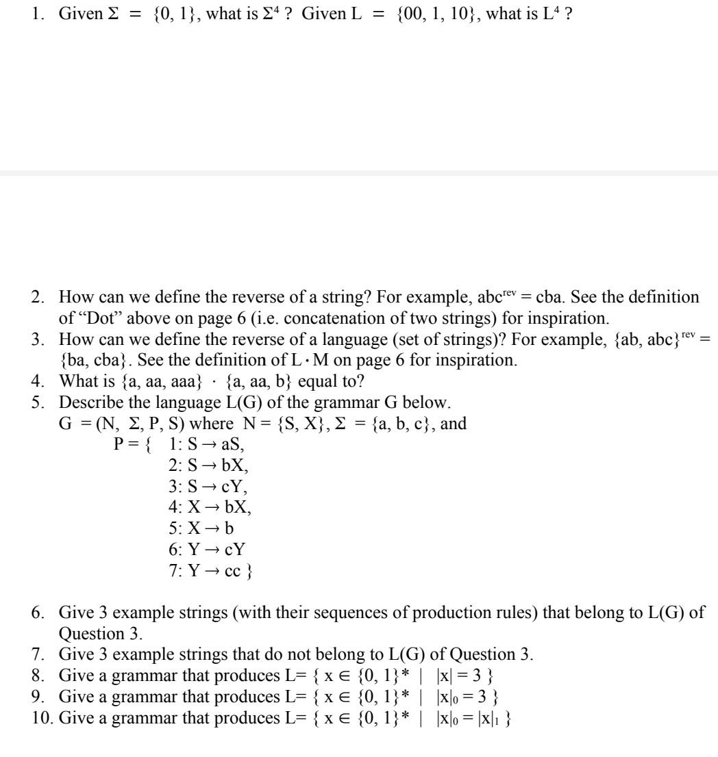 Solved 1 Given Σ {0 1} What Is 24 Given L {00 1