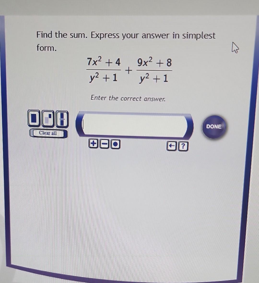 Solved Find The Sum Express Your Answer In Simplest Form Chegg Solved Find The Sum Express Your Answer In Simplest Form Chegg