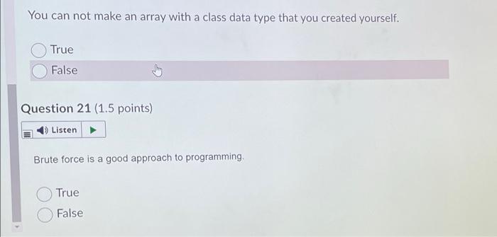 Solved You can not make an array with a class data type that | Chegg.com