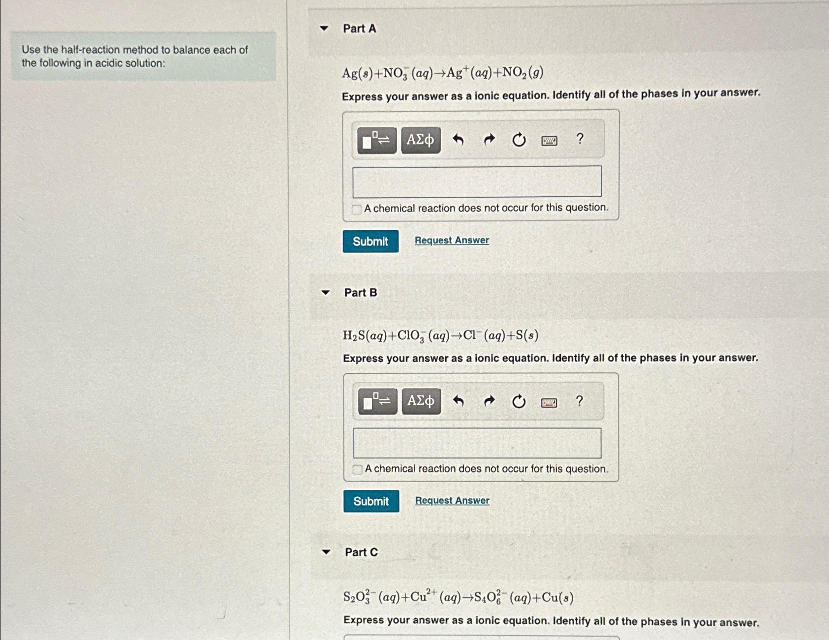 Solved Use the half-reaction method to balance each of the | Chegg.com