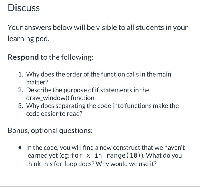 Solved Your answers below will be visible to all students in | Chegg.com