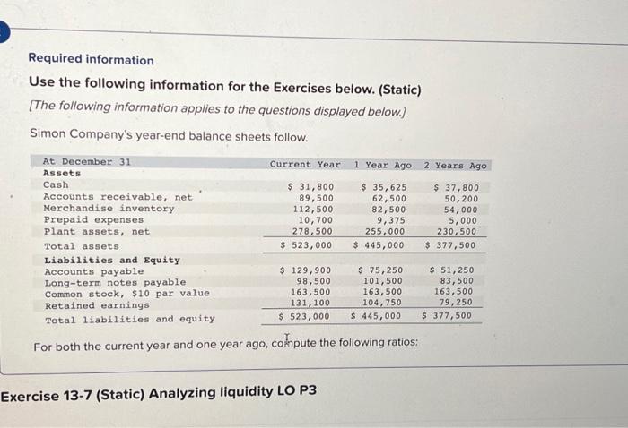 Solved Required information Use the following information | Chegg.com