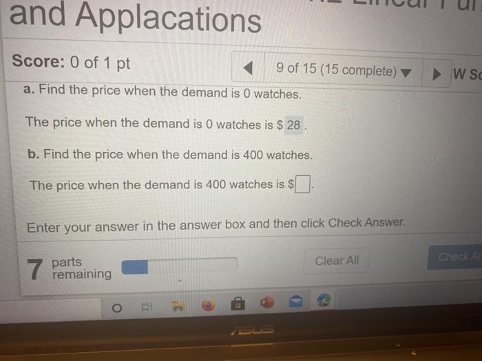 Solved equation p=D(q) = 28 2.25q where p is the price in