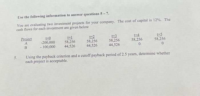 Solved Use the following information to answer questions | Chegg.com