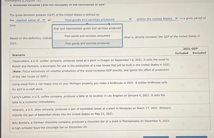 Solved The gross domestic product (GOP) of the United States | Chegg.com