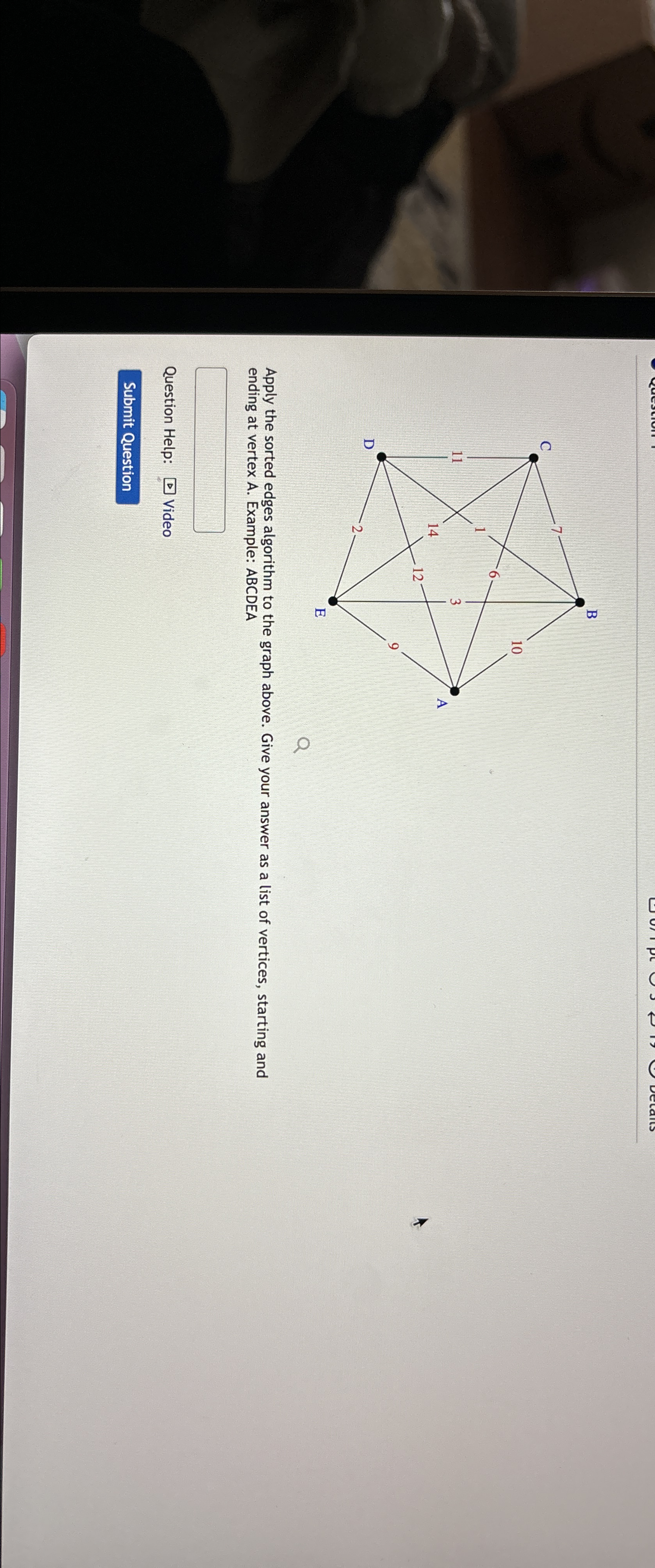 Solved Apply the sorted edges algorithm to the graph above. | Chegg.com