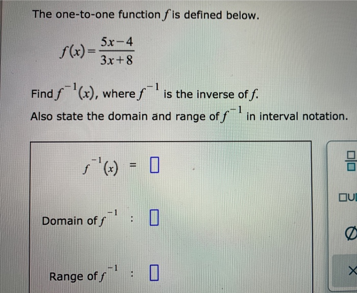 Solved The one-to-one function f is defined below. f(x) = 3x | Chegg.com