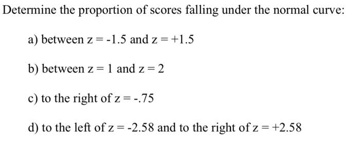 Solved Determine the proportion of scores falling under the | Chegg.com