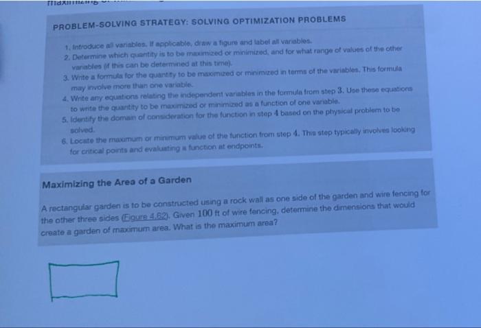 Solved TTDI PROBLEM SOLVING STRATEGY: SOLVING OPTIMIZATION | Chegg.com