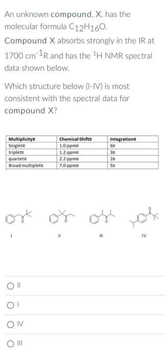 Solved An unknown compound, X, has the molecular formula | Chegg.com