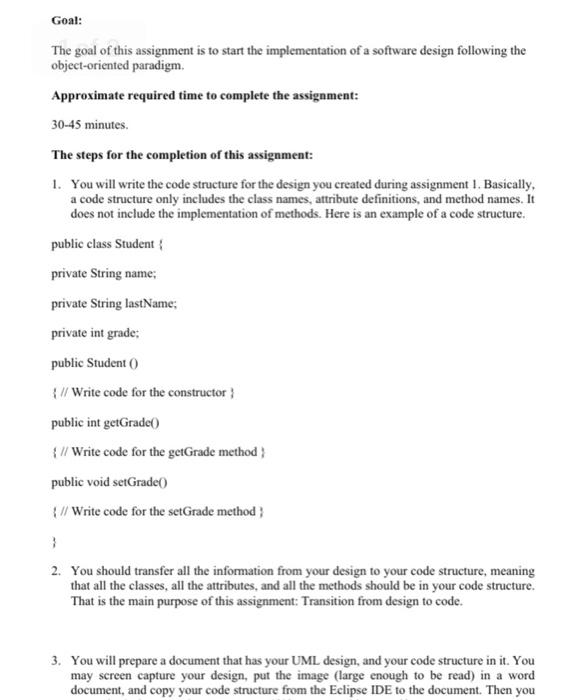 Solved Goal: The goal of this assignment is to start the | Chegg.com