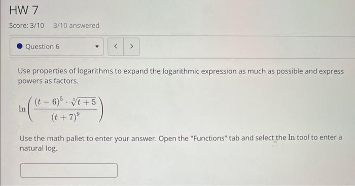 Solved Use Properties Of Logarithms To Expand The | Chegg.com