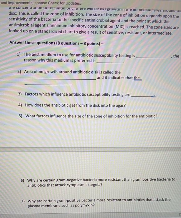 Solved Evaluation of Antibiotics Kirby Bauer Method (1) - | Chegg.com
